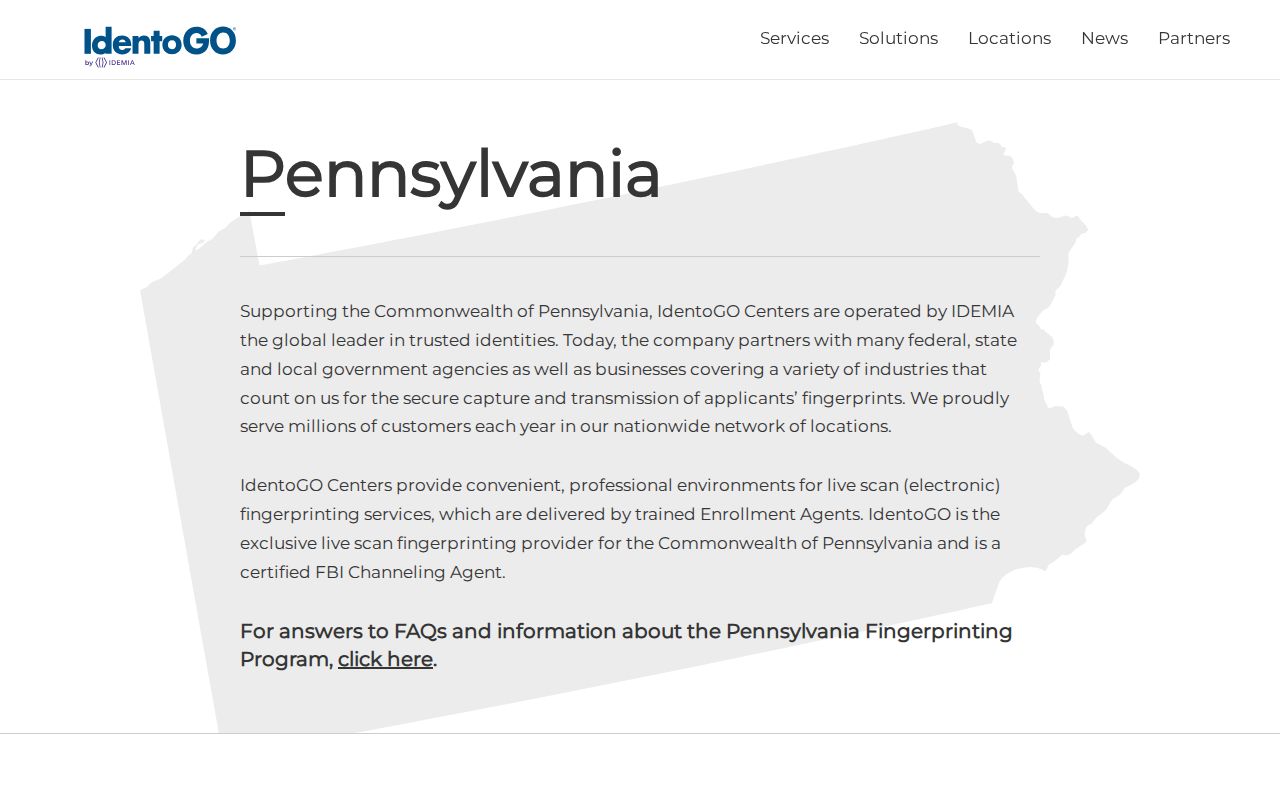 IdentoGO location finder for Susquehanna County arrest history fingerprinting