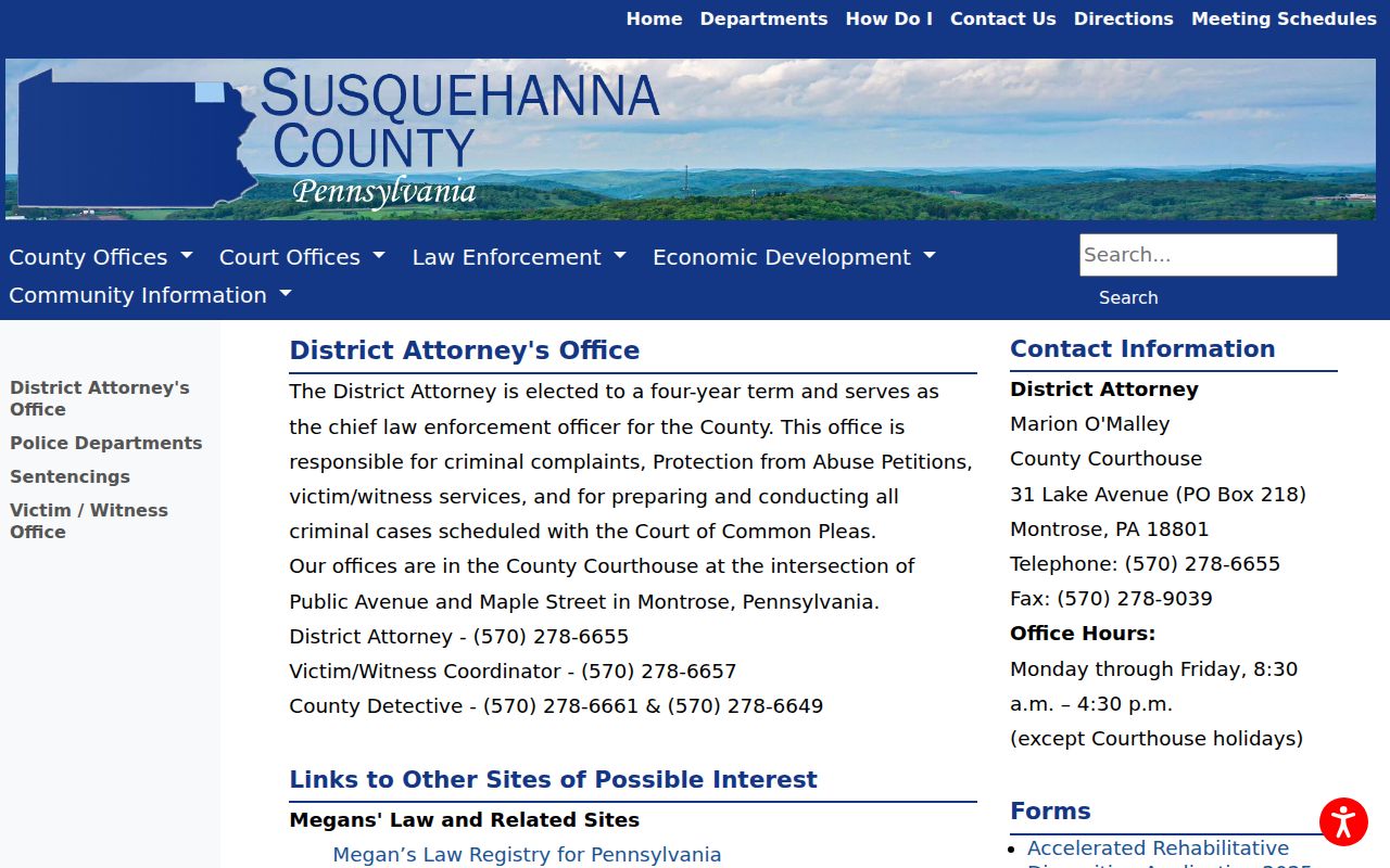 Susquehanna County prosecutor in the Forest City criminal record flow