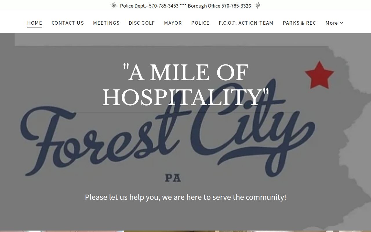 Forest City criminal records contact at the borough and police building