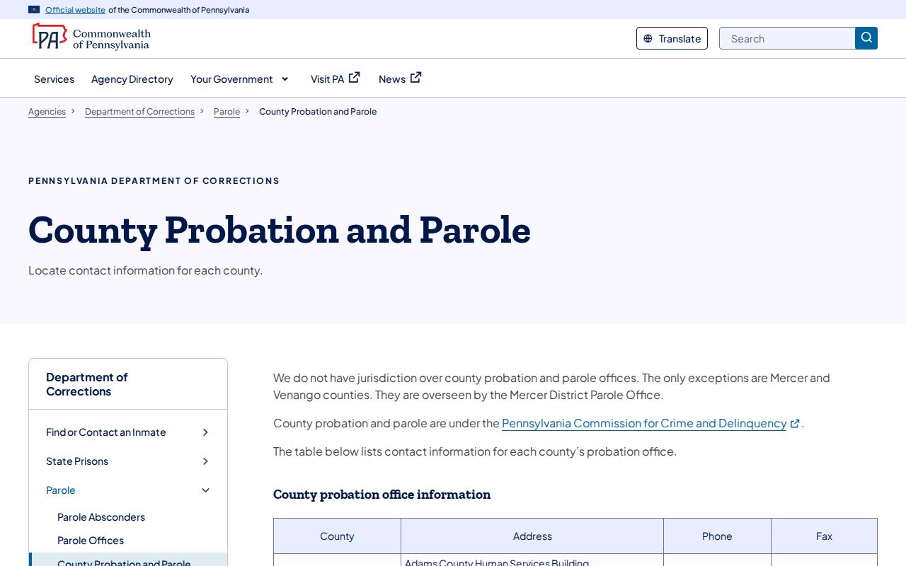 Montrose criminal records route for Susquehanna County probation and state parole
