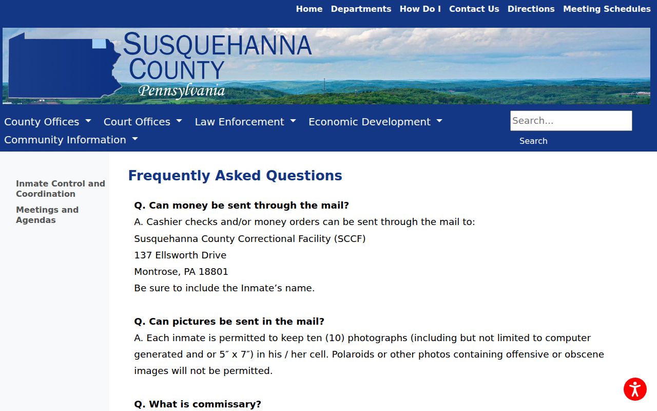 Montrose criminal records warning for the closed Susquehanna County jail FAQ