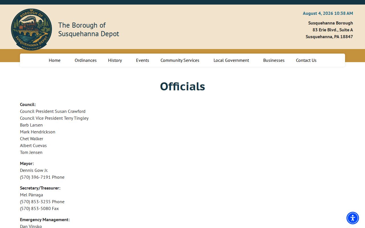 Susquehanna Depot criminal record contacts in Susquehanna County